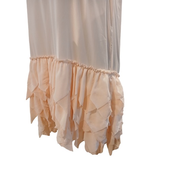 Aerie Sleeveless Drop Waist Ruffle Petal Dress Tank Peach Pink Medium Fairy Mesh - Picture 2 of 12